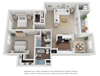 2 Bedroom 2 Bath Floor Plan 1108 sq ft 3D.
